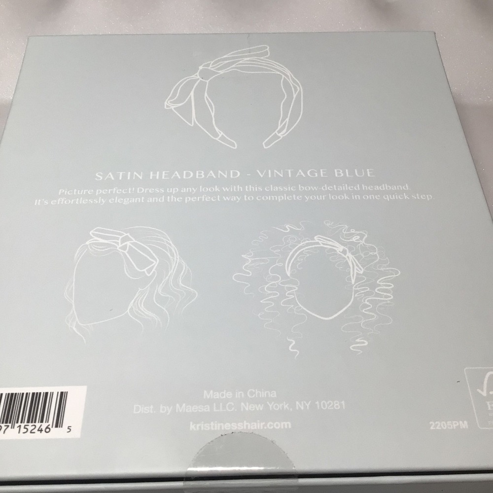 Kristin Ess Satin Headband Vintage Blue With Gift Box-something blue-old money - Picture 8 of 11